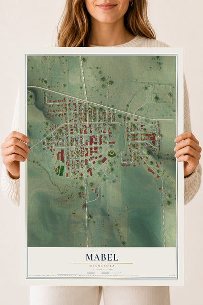 Map of Mabel, Minnesota, 18 x 24 inch unframed archival matte print