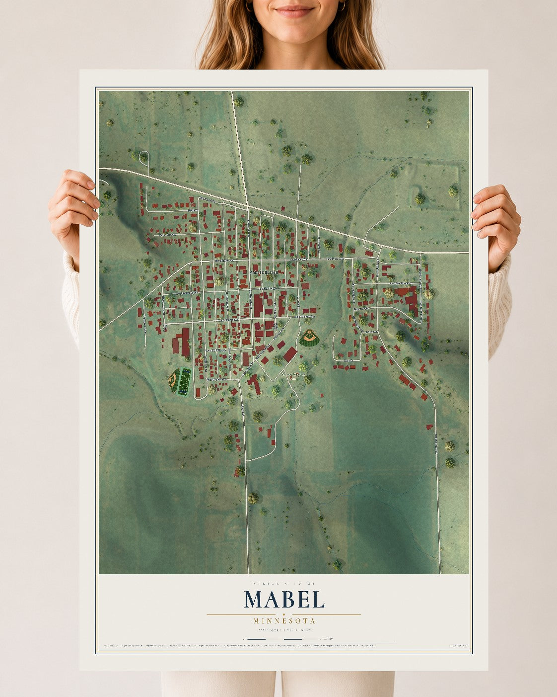Map of Mabel, Minnesota, 24 x 36 inch unframed archival matte print