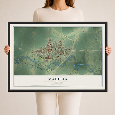 Map of Madelia, Minnesota, 24 x 36 inch print in a black wood frame