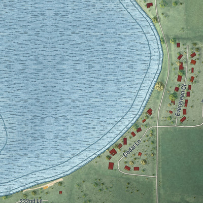 Second close-up of the map of Madison Lake, Minnesota print showing more streets and buildings