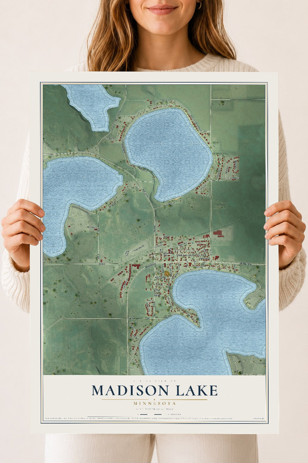 Map of Madison Lake, Minnesota, 18 x 24 inch unframed archival matte print