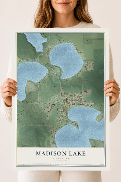 Map of Madison Lake, Minnesota, 18 x 24 inch unframed archival matte print