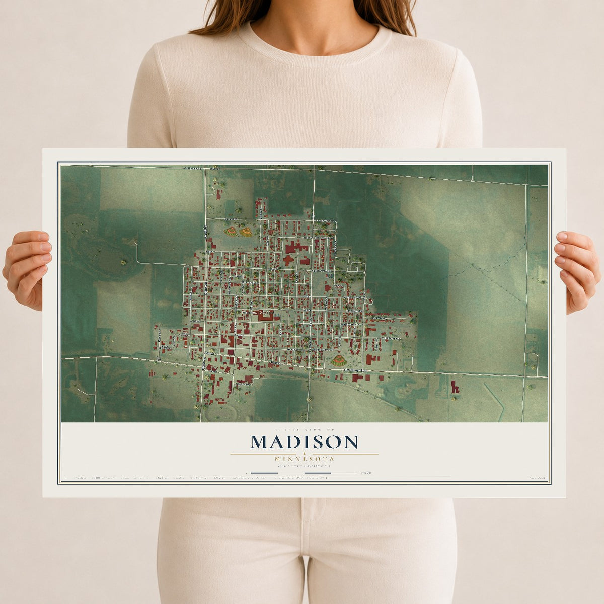 Map of Madison, Minnesota, 12 x 18 inch unframed archival matte print
