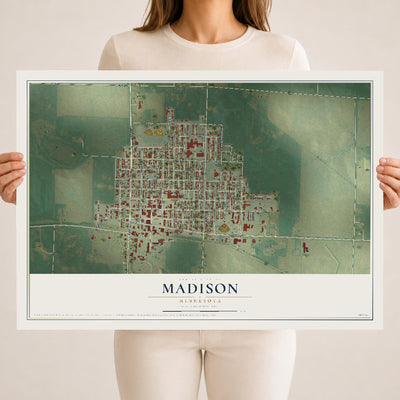 Map of Madison, Minnesota, 18 x 24 inch unframed archival matte print