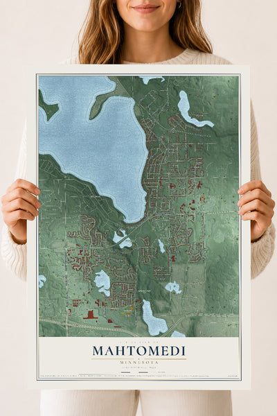 Map of Mahtomedi, Minnesota, 18 x 24 inch unframed archival matte print