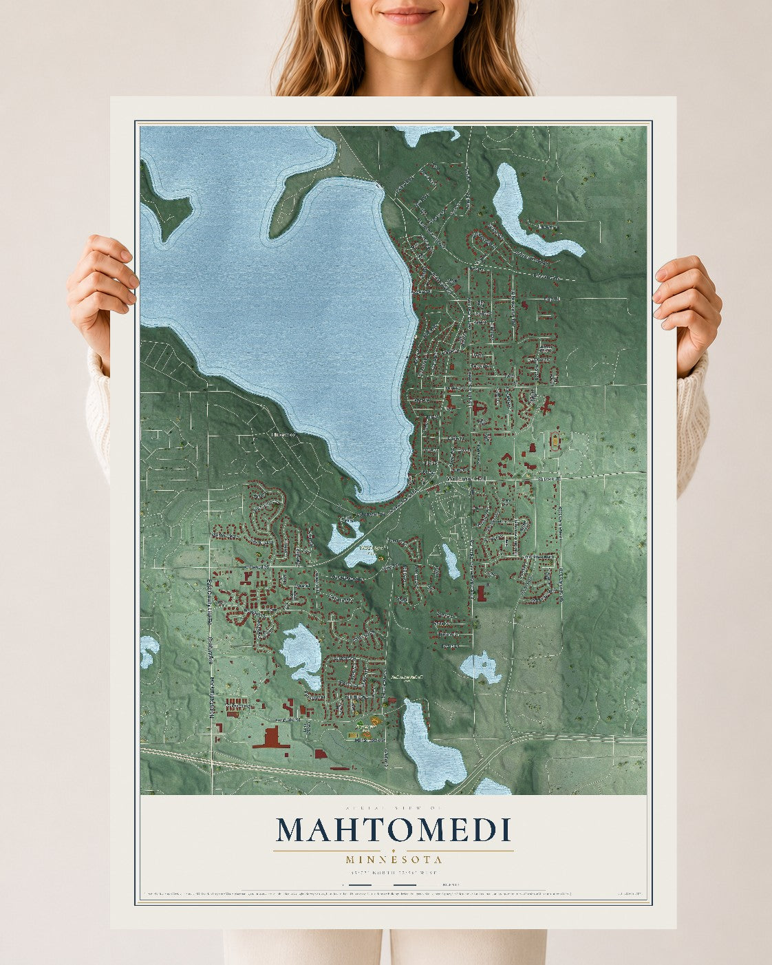Map of Mahtomedi, Minnesota, 24 x 36 inch unframed archival matte print