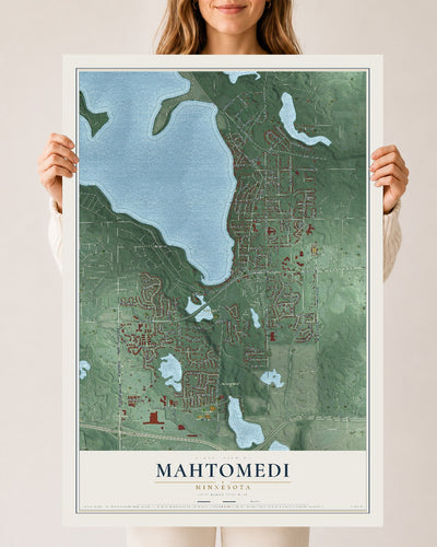 Map of Mahtomedi, Minnesota, 24 x 36 inch unframed archival matte print