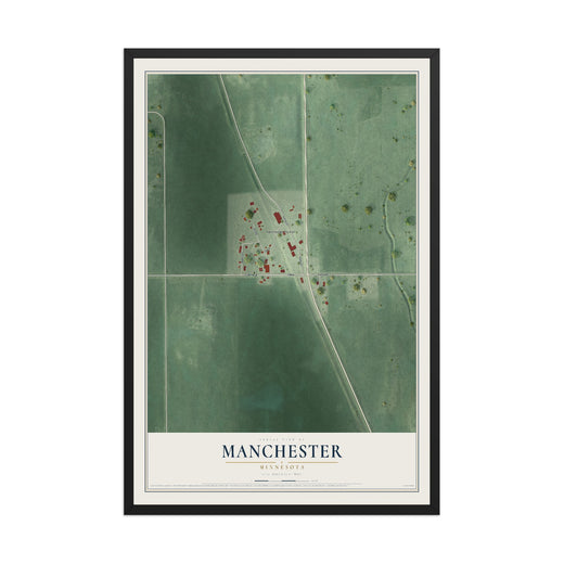 Map of Manchester, Minnesota, 12 x 18 inch print in a black wood frame