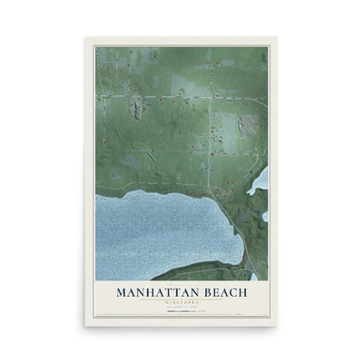 Map of Manhattan Beach, Minnesota, 12 x 18 inch unframed archival matte print