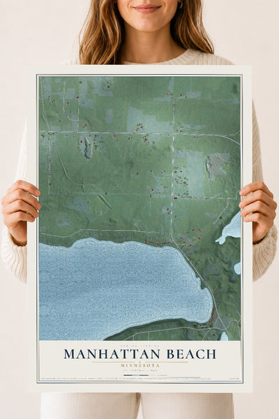 Map of Manhattan Beach, Minnesota, 18 x 24 inch unframed archival matte print