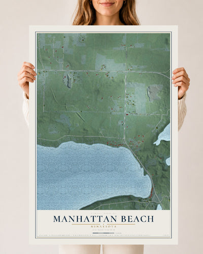 Map of Manhattan Beach, Minnesota, 24 x 36 inch unframed archival matte print