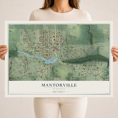 Map of Mantorville, Minnesota, 18 x 24 inch unframed archival matte print