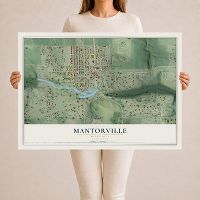Map of Mantorville, Minnesota, 24 x 36 inch unframed archival matte print