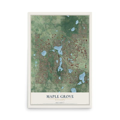 Map of Maple Grove, Minnesota, 12 x 18 inch unframed archival matte print