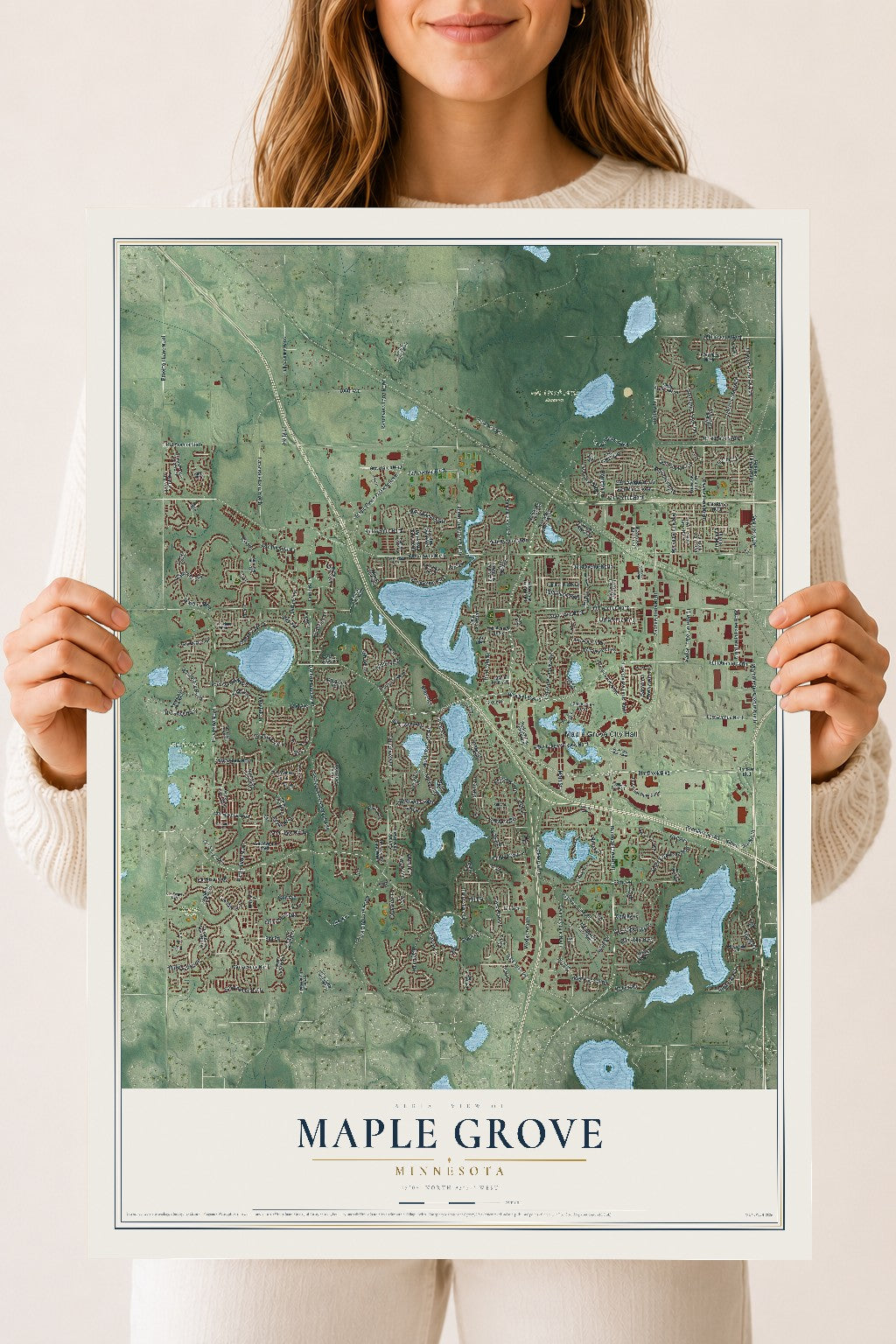Map of Maple Grove, Minnesota, 18 x 24 inch unframed archival matte print