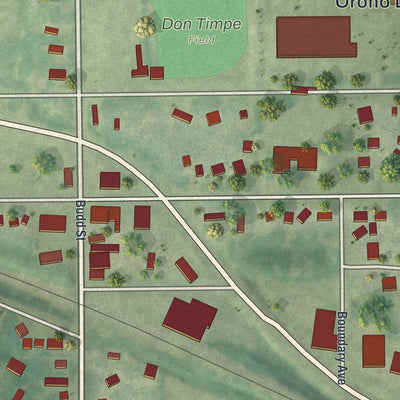 Close-up of the map of Maple Plain, Minnesota print showing street and building detail