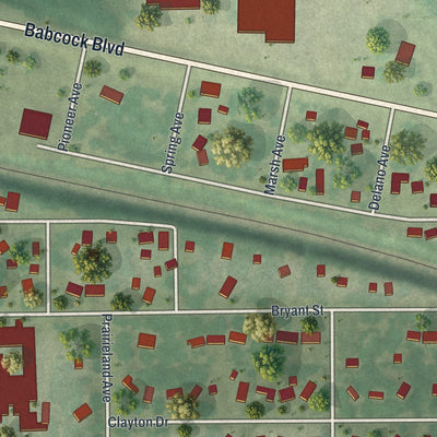 Second close-up of the map of Maple Plain, Minnesota print showing more streets and buildings