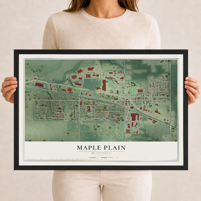 Map of Maple Plain, Minnesota, 12 x 18 inch print in a black wood frame