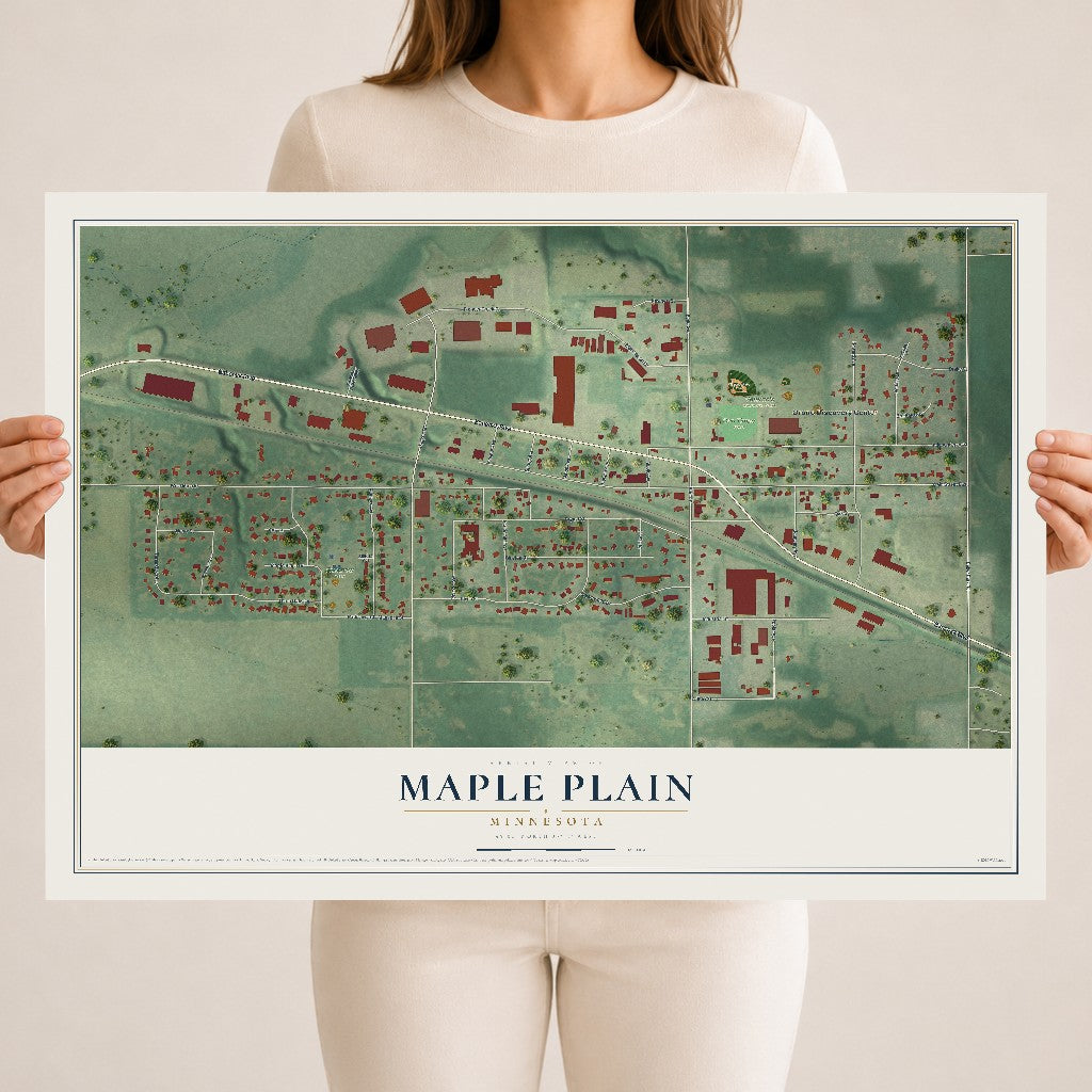 Map of Maple Plain, Minnesota, 18 x 24 inch unframed archival matte print