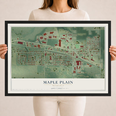 Map of Maple Plain, Minnesota, 18 x 24 inch print in a black wood frame