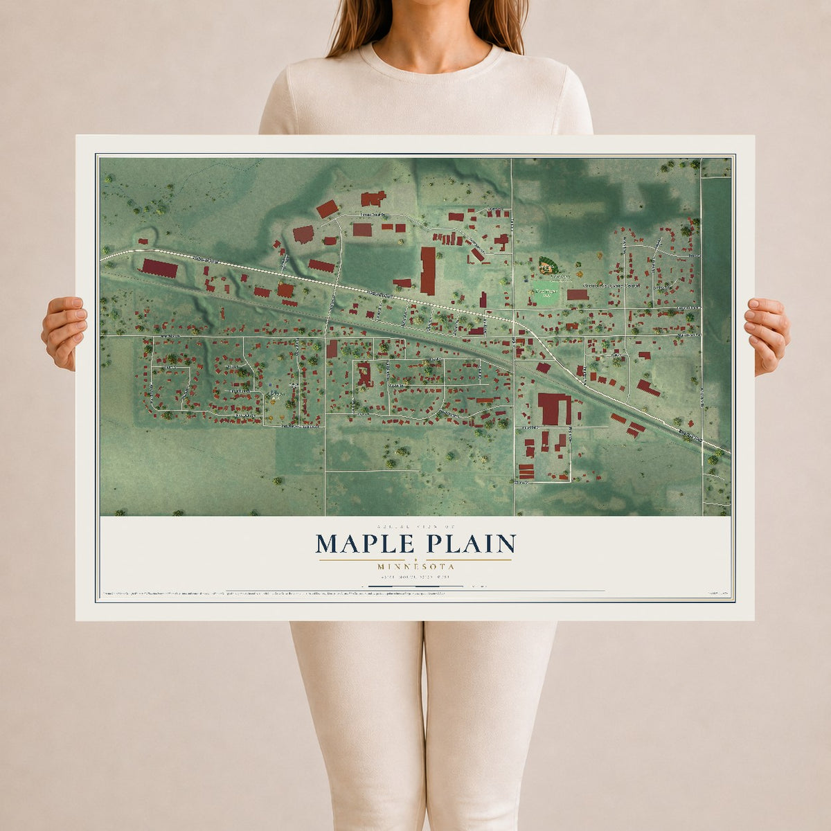 Map of Maple Plain, Minnesota, 24 x 36 inch unframed archival matte print