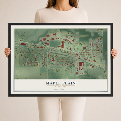 Map of Maple Plain, Minnesota, 24 x 36 inch print in a black wood frame