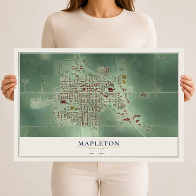 Map of Mapleton, Minnesota, 12 x 18 inch unframed archival matte print