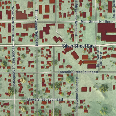 Close-up of the map of Mapleton, Minnesota print showing street and building detail