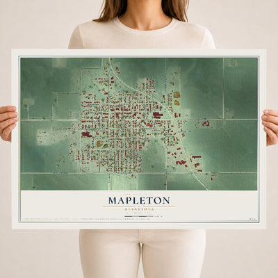 Map of Mapleton, Minnesota, 18 x 24 inch unframed archival matte print