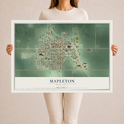 Map of Mapleton, Minnesota, 24 x 36 inch unframed archival matte print