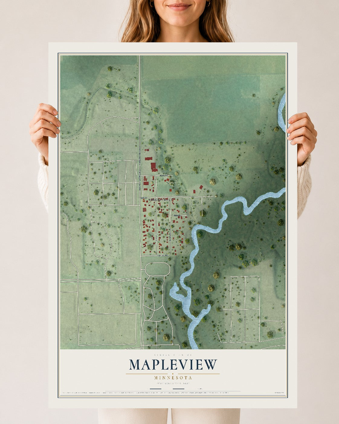 Map of Mapleview, Minnesota, 24 x 36 inch unframed archival matte print