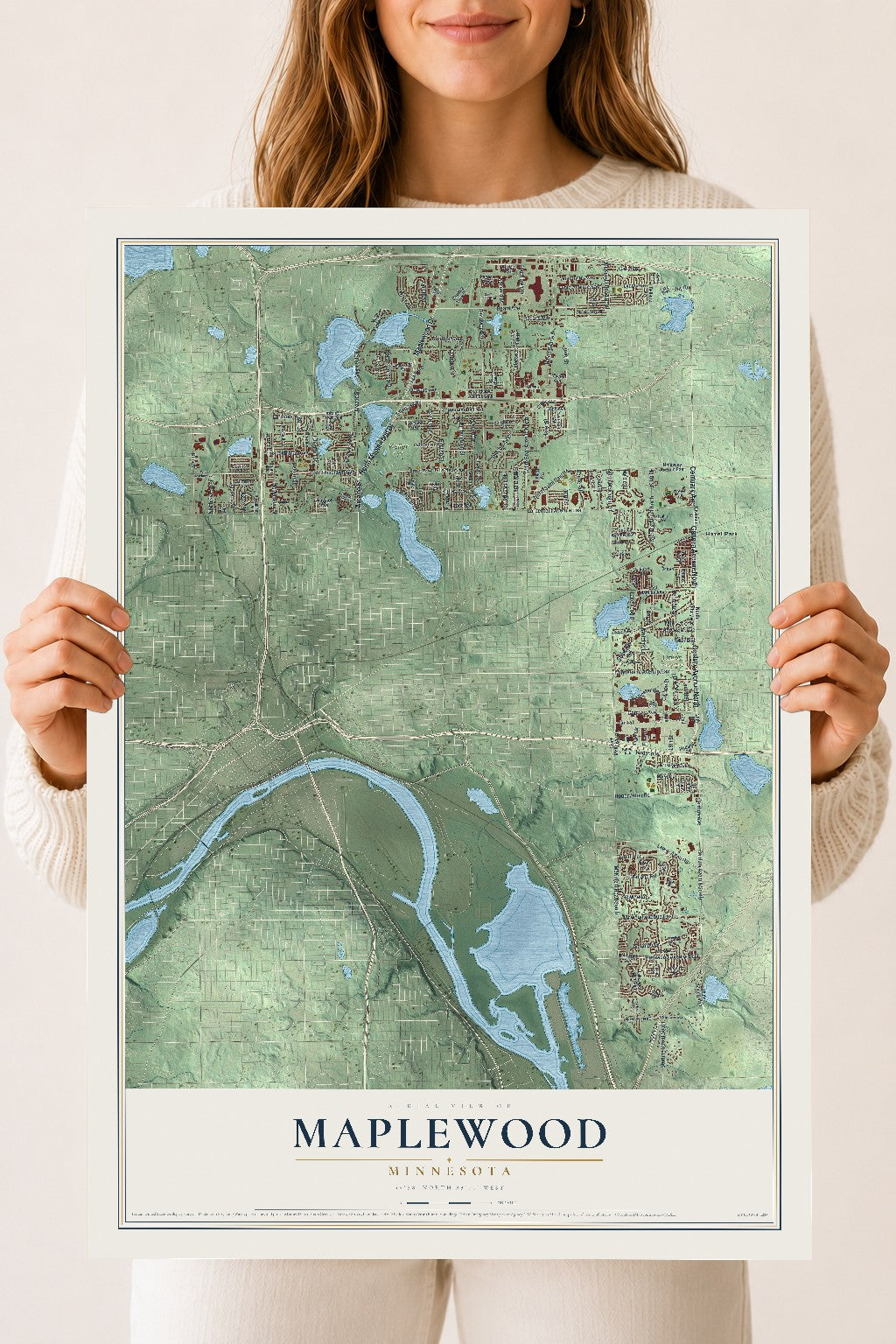 Map of Maplewood, Minnesota, 18 x 24 inch unframed archival matte print