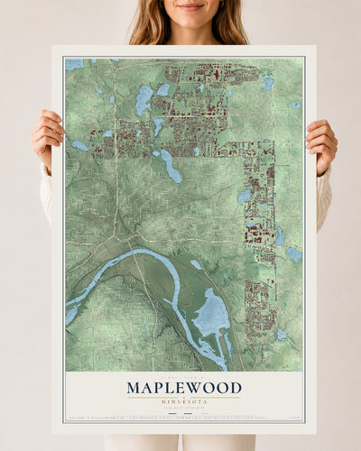 Map of Maplewood, Minnesota, 24 x 36 inch unframed archival matte print