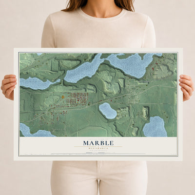 Map of Marble, Minnesota, 12 x 18 inch unframed archival matte print