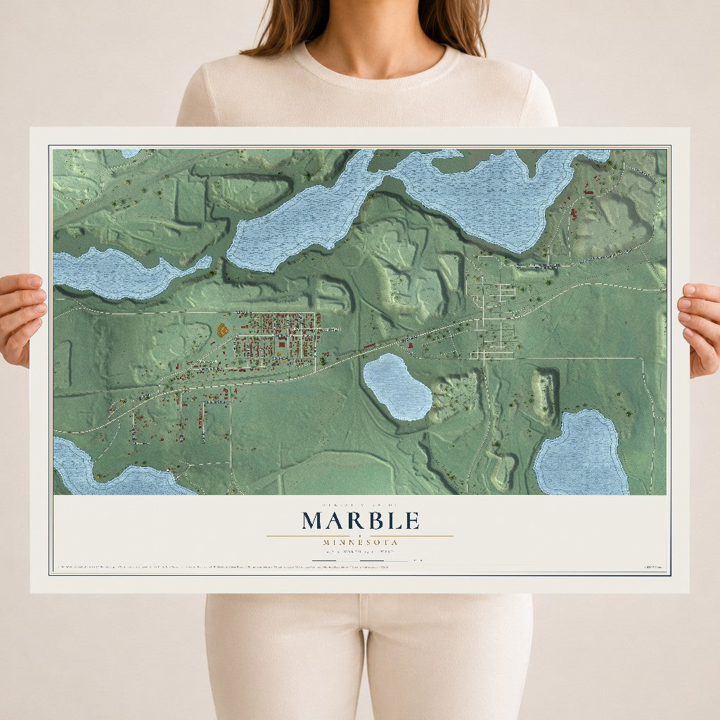 Map of Marble, Minnesota, 18 x 24 inch unframed archival matte print