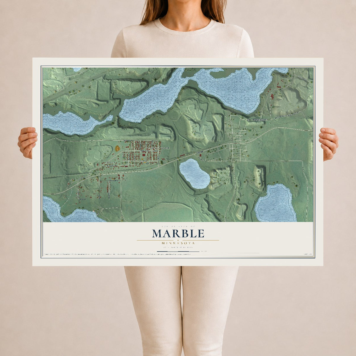 Map of Marble, Minnesota, 24 x 36 inch unframed archival matte print