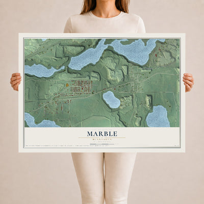Map of Marble, Minnesota, 24 x 36 inch unframed archival matte print
