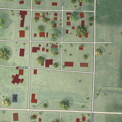 Close-up of the map of Marietta, Minnesota print showing street and building detail