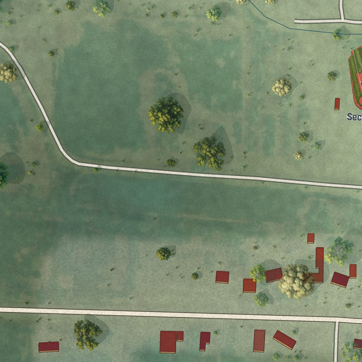 Second close-up of the map of Marietta, Minnesota print showing more streets and buildings