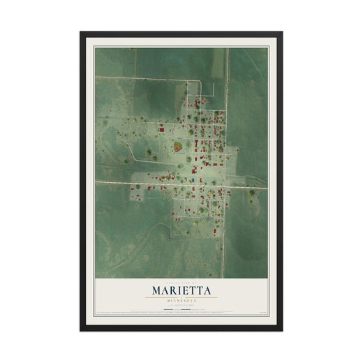 Map of Marietta, Minnesota, 12 x 18 inch print in a black wood frame