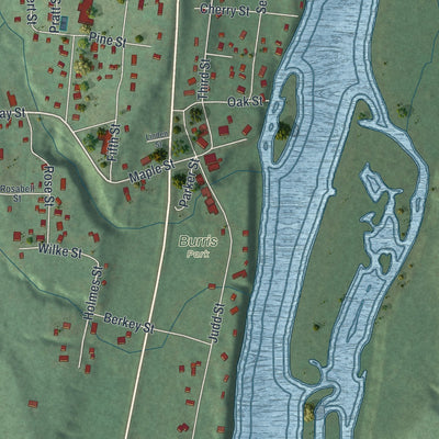 Close-up of the map of Marine on St. Croix, Minnesota print showing street and building detail