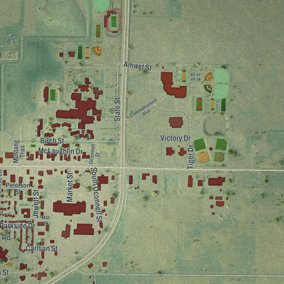 Second close-up of the map of Marshall, Minnesota print showing more streets and buildings