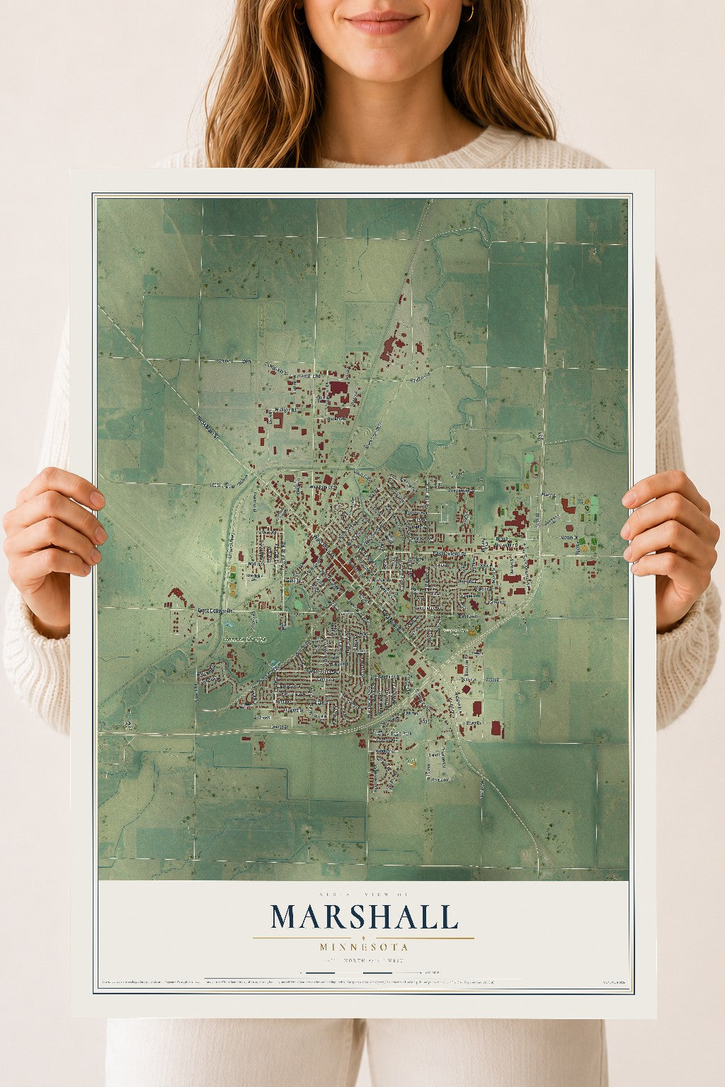 Map of Marshall, Minnesota, 18 x 24 inch unframed archival matte print