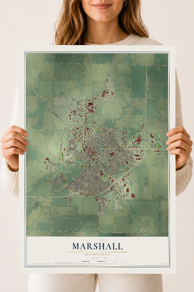 Map of Marshall, Minnesota, 18 x 24 inch unframed archival matte print