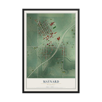 Map of Maynard, Minnesota, 12 x 18 inch print in a black wood frame