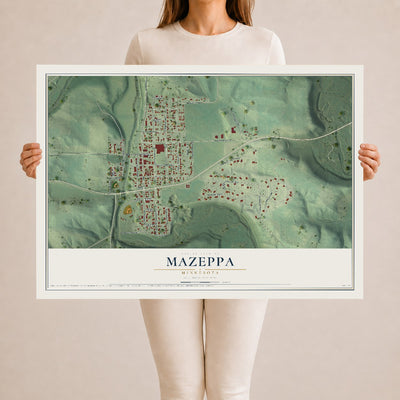 Map of Mazeppa, Minnesota, 24 x 36 inch unframed archival matte print