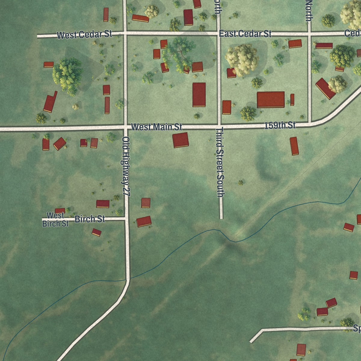 Close-up of the map of McGrath, Minnesota print showing street and building detail