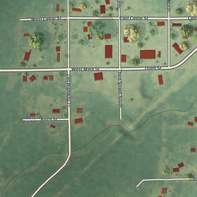 Close-up of the map of McGrath, Minnesota print showing street and building detail