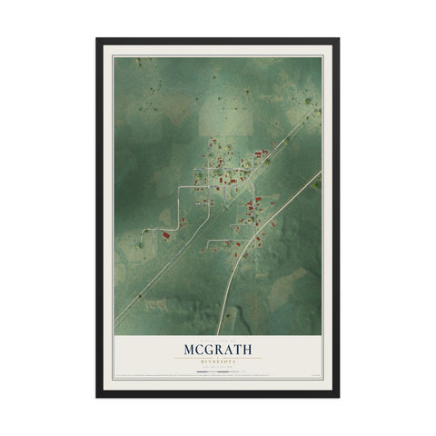 Map of McGrath, Minnesota, 12 x 18 inch print in a black wood frame