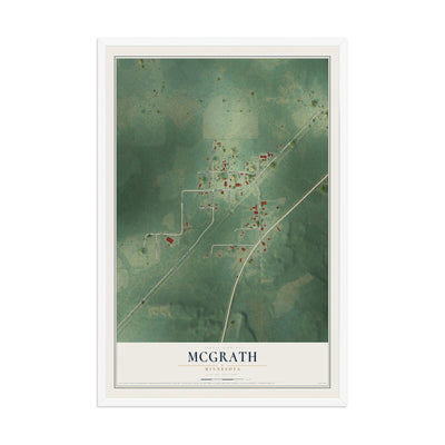 Map of McGrath, Minnesota, 12 x 18 inch print in a white wood frame